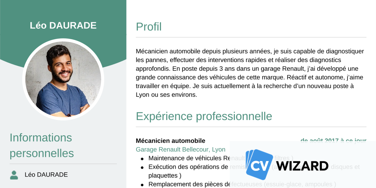 Exemple De Cv M Canicien Auto Cvwizard