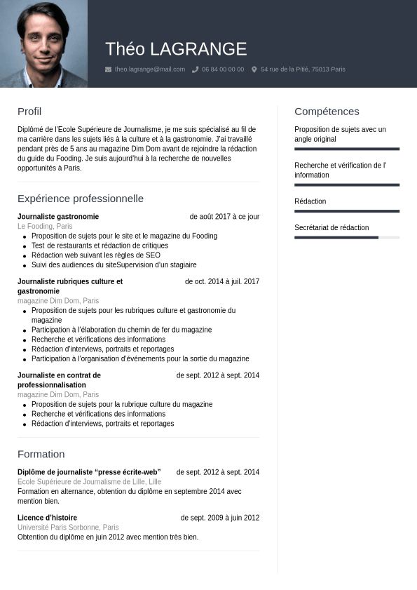 Exemple De CV Journaliste CVwizard