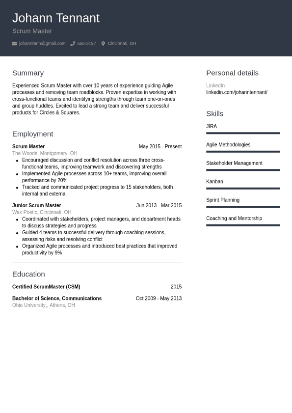 Scrum Master Resume Examples & Writing Tips - CVwizard