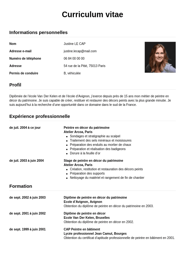 Exemple De Cv Peintre En Bàtiment Cvwizard