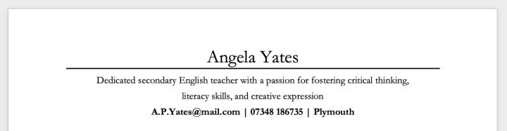 CV headline of an English teacher