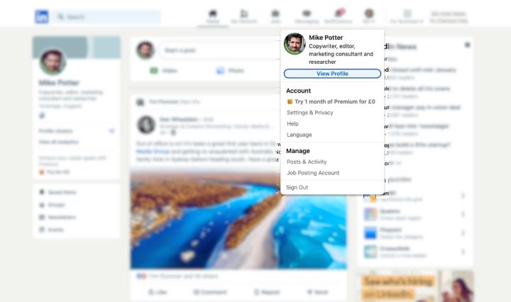 LinkedIn snapshot of a profile