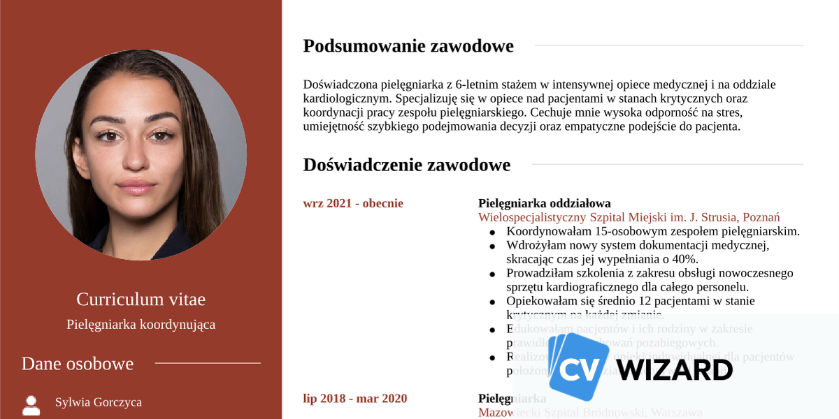 CV pielęgniarki – przykład + jak napisać [2025] - CVwizard